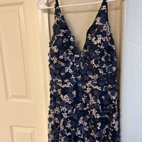 Xscape Navy and Blush floral gown - Picture 4 of 8
